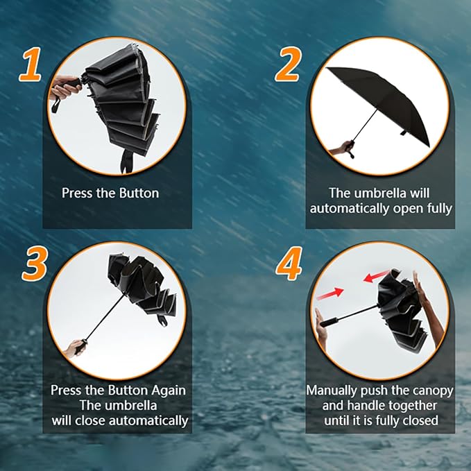 Large Double-Ribs Umbrella Automatic Folding Umbrella - Image 8