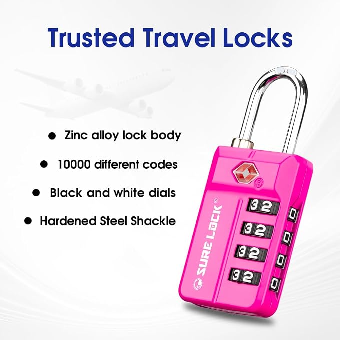 SURE LOCK TSA-Approved 4-Digit Resettable Combination Lock - Image 3