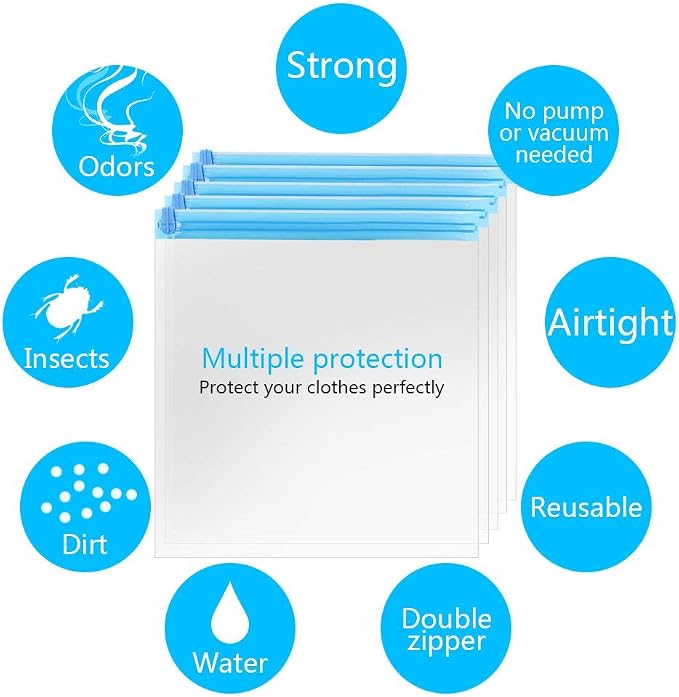 10Pack Travel Space Saver Bags, Reusable KFYM Vacuum Travel Storage Bag - Image 5