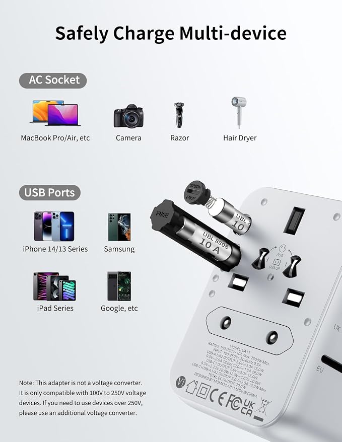 MOMAX Universal Travel Adapter, 20W+18W International Plug Adapter - Image 7