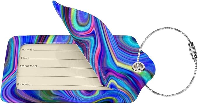 2-Packs Blue Purple Abstract Art Luggage Tags - Image 2