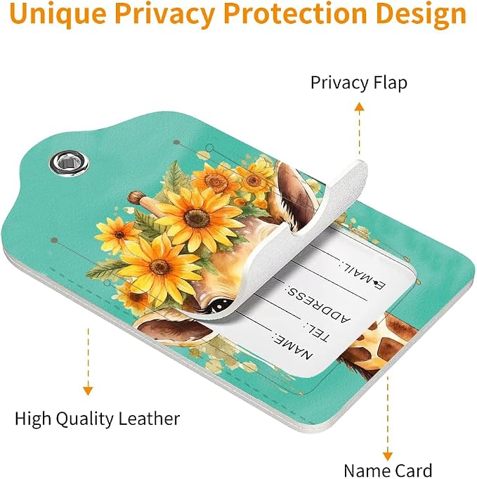 2 Pack Luggage Tag for Suitcase, Cute Unique Leather Bag Tags Identifiers - Image 3