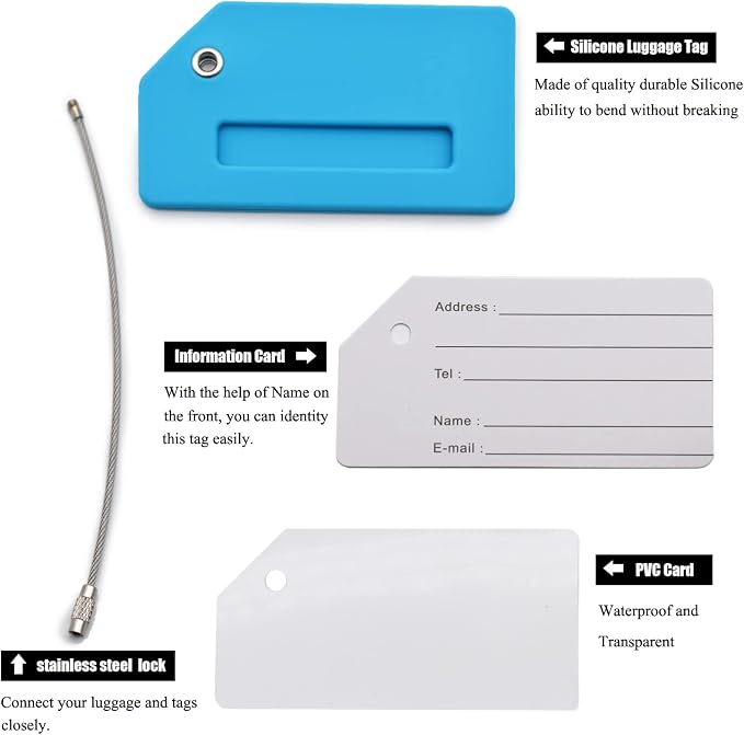 7 Pack Silicone Luggage Tag Baggage Handbag Travel Bag Tags - Image 4