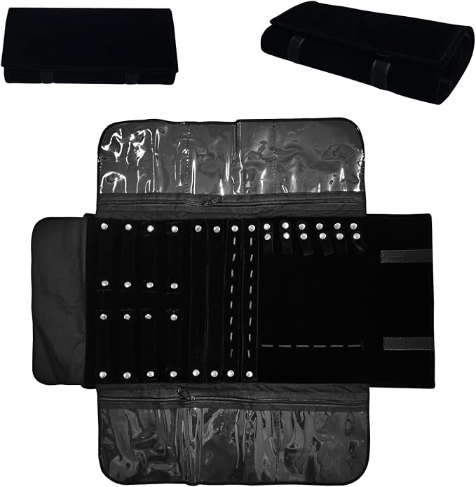 Velvet Travel Jewelry Case Roll Bag Organizer - Image 2
