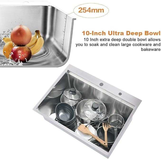 33x19 Drop In Kitchen Sink Workstation-Bokaiya Stainless Steel Kitchen Sinks - Image 7