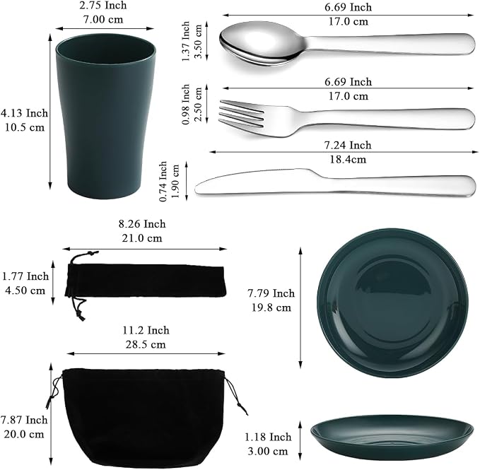 Evanda Camping Cutlery Set, Reusable Light Weight Mug, Plate and Stainless - Image 2