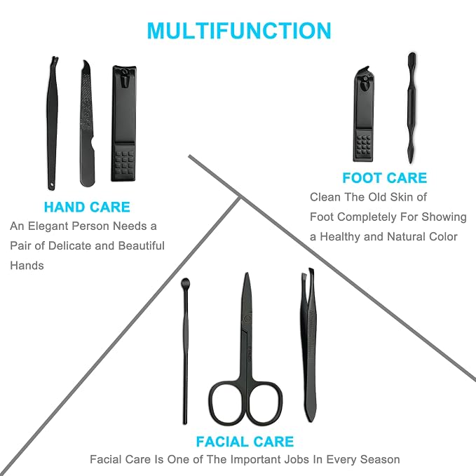 8 PCS Premium Manicure Set, AULLUA Nail Clippers, Professional Grooming Gift Kit - Image 4