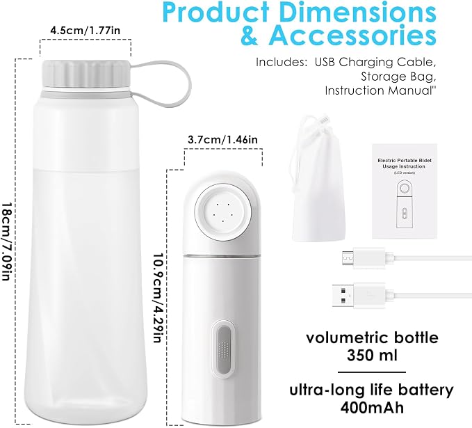 Portable Electric Travel Bidet, 450ML Electric Sprayer Bidet - Image 2