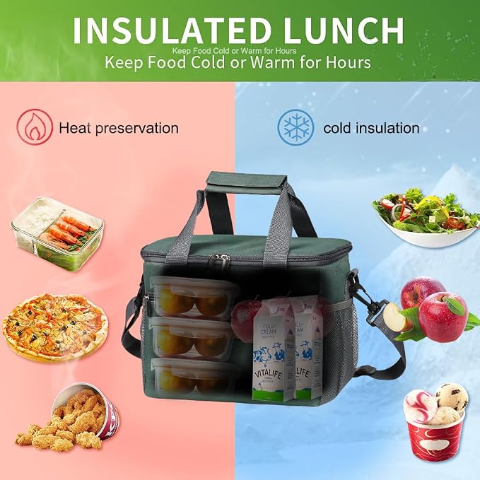 iknoe Large Foldable Cooler Bag, 8.5L Insulated Lunch Bag, Leakproof Lunch - Image 2