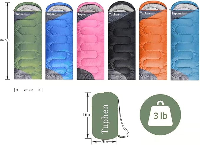tuphen- Sleeping Bags for Adults Kids Boys Girls Backpacking Hiking Camping - Image 7