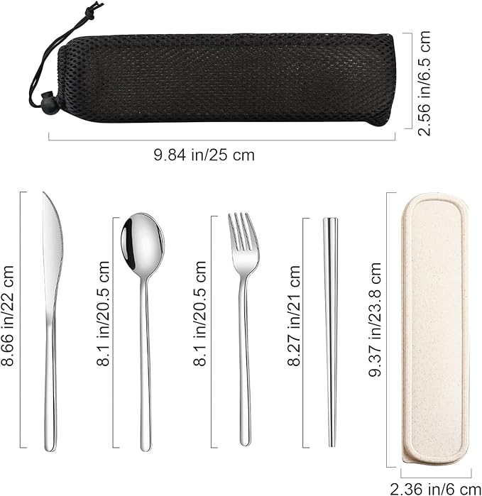 VANRA 4-Piece Portable Travel Utensils Set - Image 2