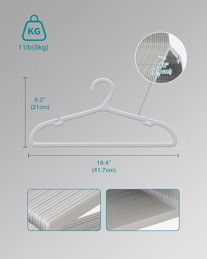 30 Pack Clothes Hangers, Non Slip Plastic Coat Hangers, Space Saving, Heavy Duty - Image 7