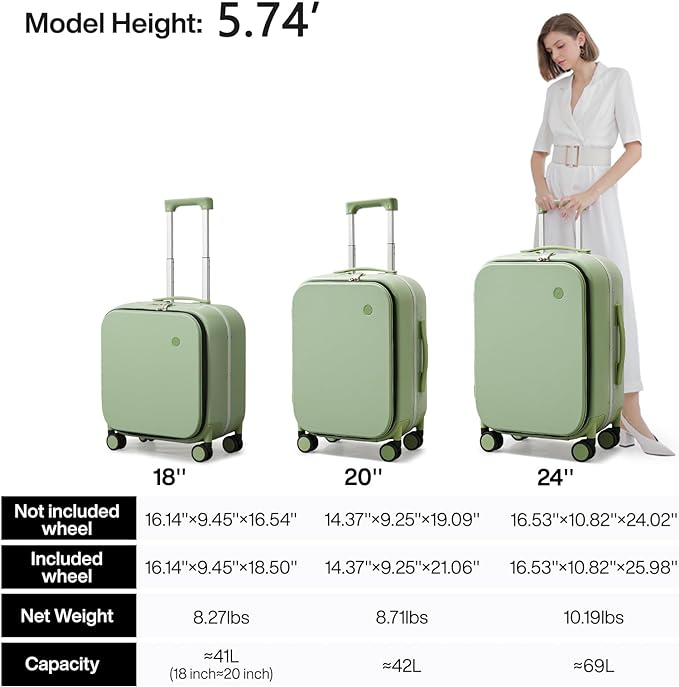mixi Carry On Luggage, 18” Suitcase - Image 6