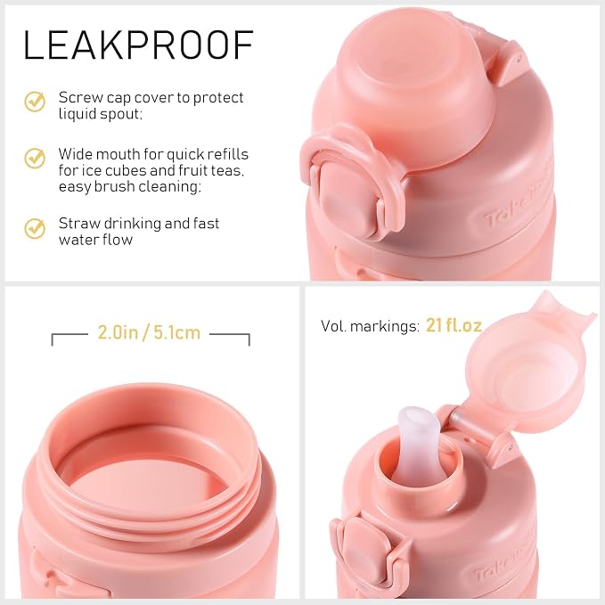 TakeToday Collapsible Water Bottles 20oz, Leak Proof, Foldable Silicone Travel - Image 6