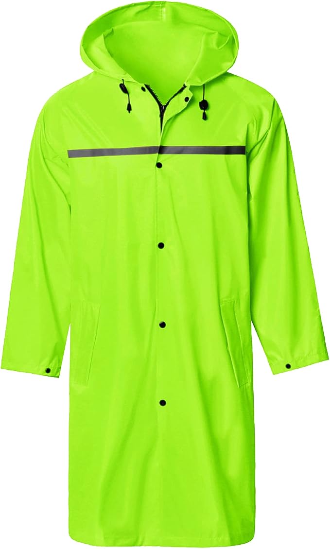 Mens Long Hooded Safety Rain Jacket Waterproof Emergency Raincoat Poncho by SaphiRose