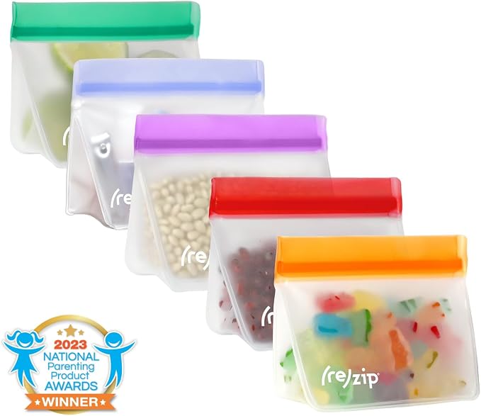 zip 5-pack Stand-Up Reusable Bags | BPA-Free, Food Grade, Freezer and - Image 7