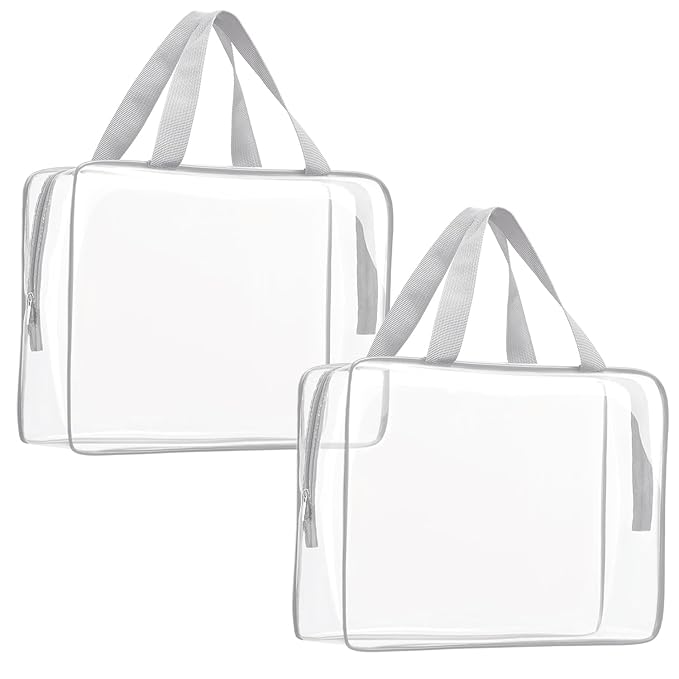 2Pcs Crystal Clear PVC Travel Toiletry Bag Kit by ROYBENS