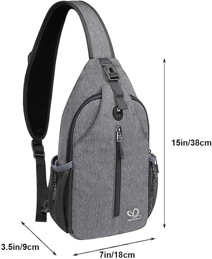 WATERFLY Crossbody Sling Backpack Sling Bag Travel Hiking Chest Bag Daypack - Image 2