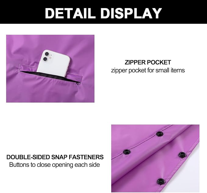 Rain Poncho Jacket Coat Hooded Zipper Style - Image 4