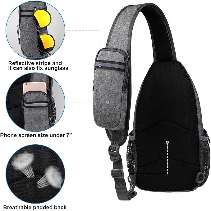 WATERFLY Crossbody Sling Backpack Sling Bag Travel Hiking Chest Bag Daypack - Image 5