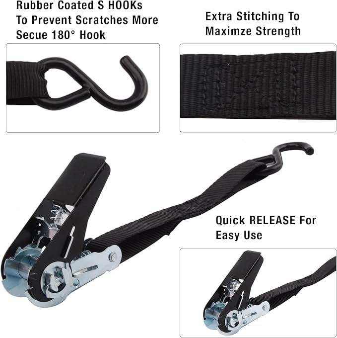 XSTRAP STANDARD Ratchet Tie Down Straps 4 Pk 10 Ft- 300 Lbs Load Cap- 900 Lbs - Image 3