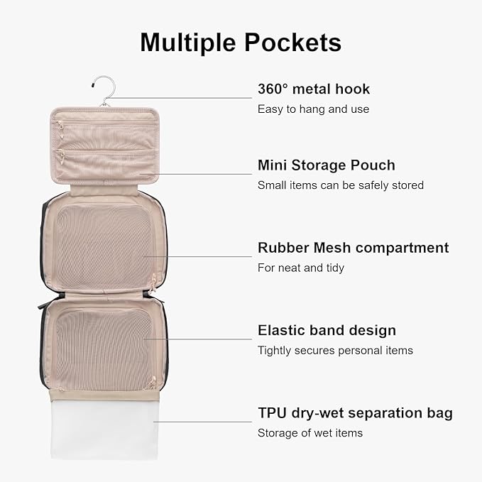 LEVEL8 Travel Toiletry Bag for Women Men, Travel Organizer Water Repellent - Image 5