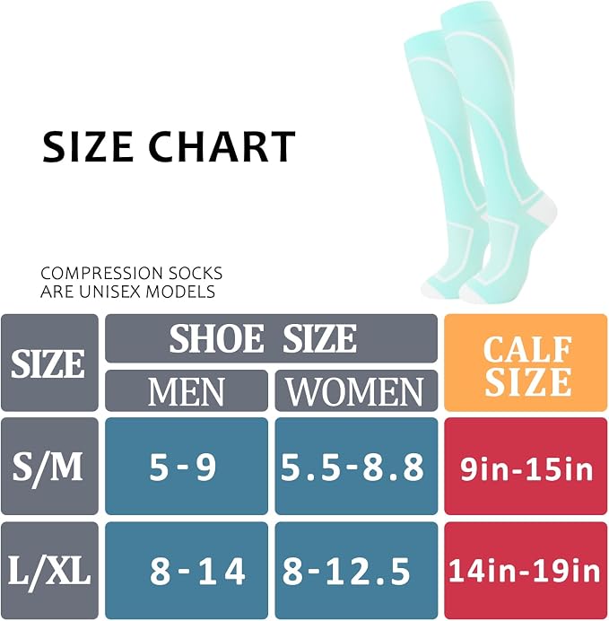 Compression Socks for Women Men Circulation Knee High 8 Pairs for Nurses - Image 5