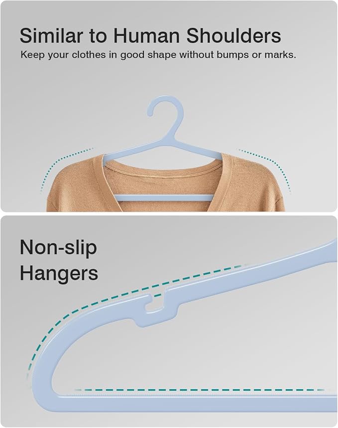 30 Pack Clothes Hangers, Non Slip Plastic Coat Hangers, Space Saving, Heavy Duty - Image 3