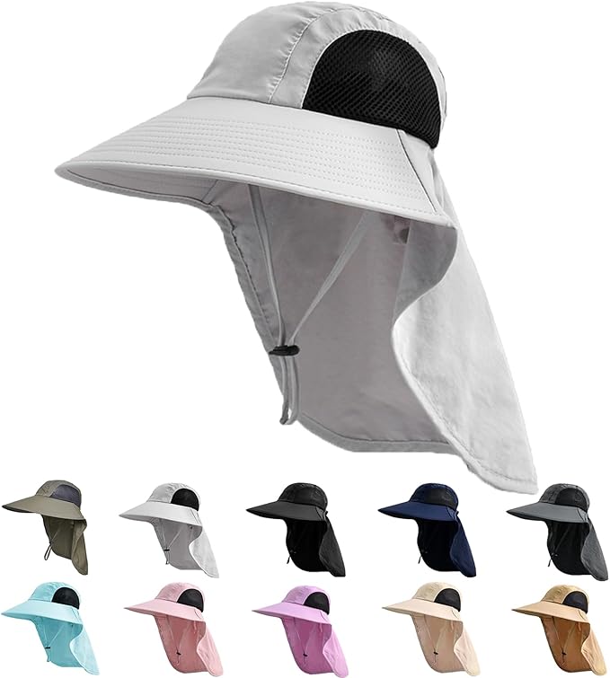 Sun Hat for Men Women with Neck Flap, UPF 50+ UV Protective Hiking Fishing Hats by ZOORON