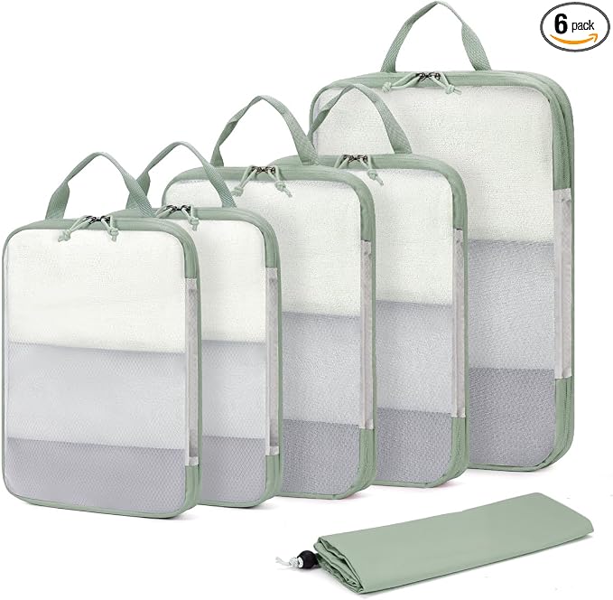 ECOHUB 6 Set Compression Packing Cubes, Lightweight Vacation Travel Essentials by ECOHUB