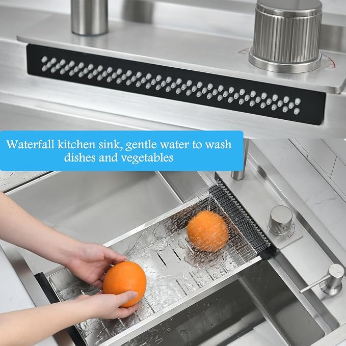 33 Inch Drop In Waterfall Kitchen Sink Workstation-Bokaiya 33x19 Drop In - Image 6