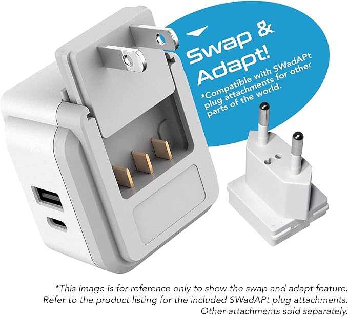 Ceptics Germany, Korea Travel Plug Adapter Set, 20W PD & QC, Safe Dual USB & - Image 6