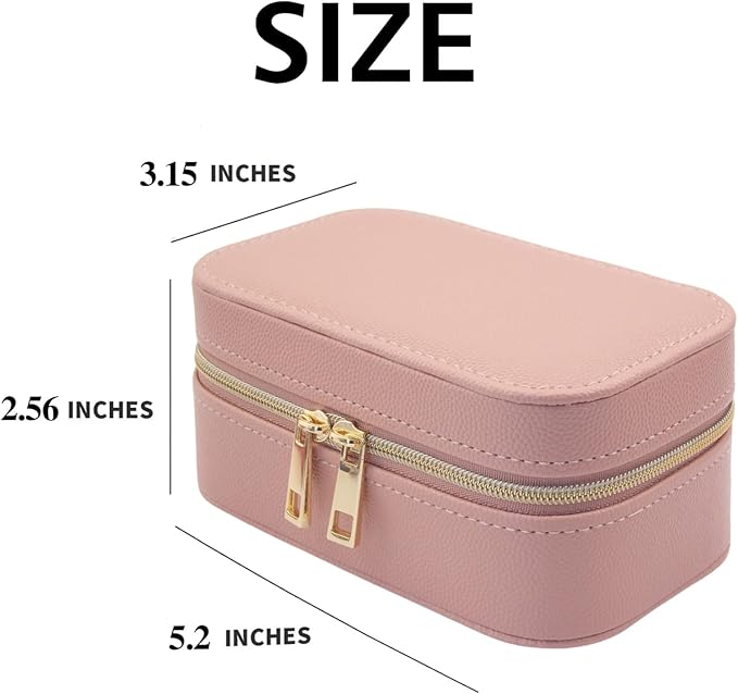 Small Jewelry Travel Case For Womens Small Rectangle PU Leather Jewelry Box - Image 3
