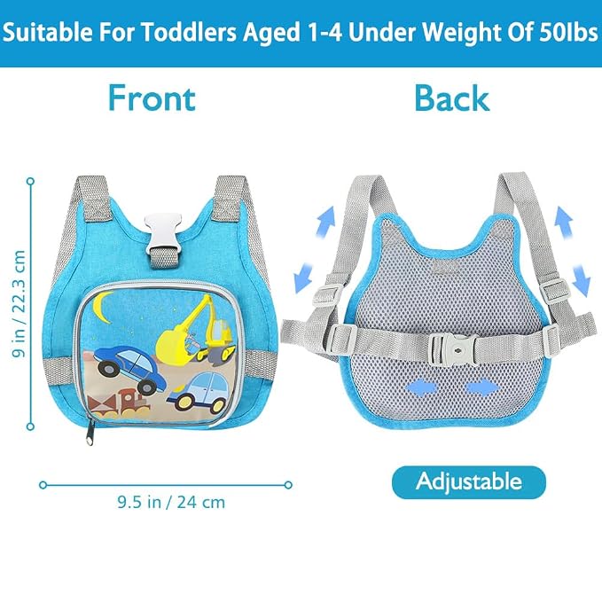 Accmor Toddler Harness Leash + Reflective Anti Lost Wrist Link, Cute Car Kids - Image 2