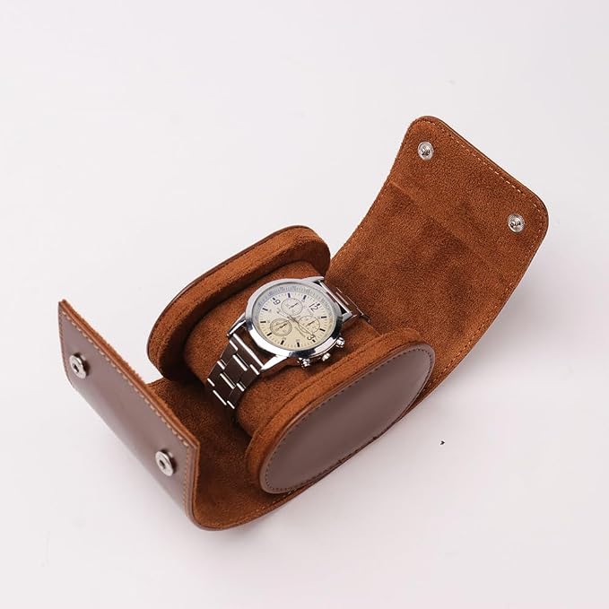 HAN QIANG Single Watch Roll Travel Case Chic Portable Vintage Leather Display - Image 4
