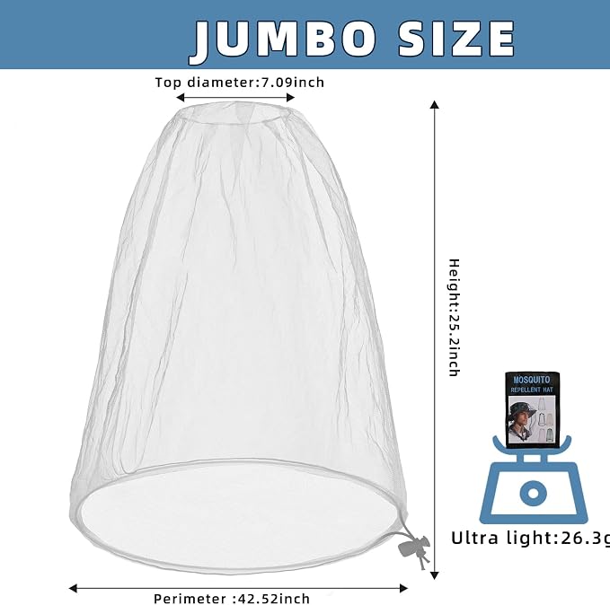 Oversized Mosquito Net 42 x 25 Inches Ultra Large Mosquito Head Net Face Neck - Image 2