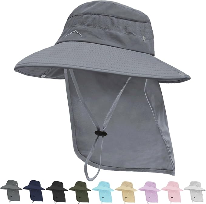 Sun Hats for Men Women, UPF50+ Protection Safari Hat, Wide Brim Fishing Hat by Rosoz