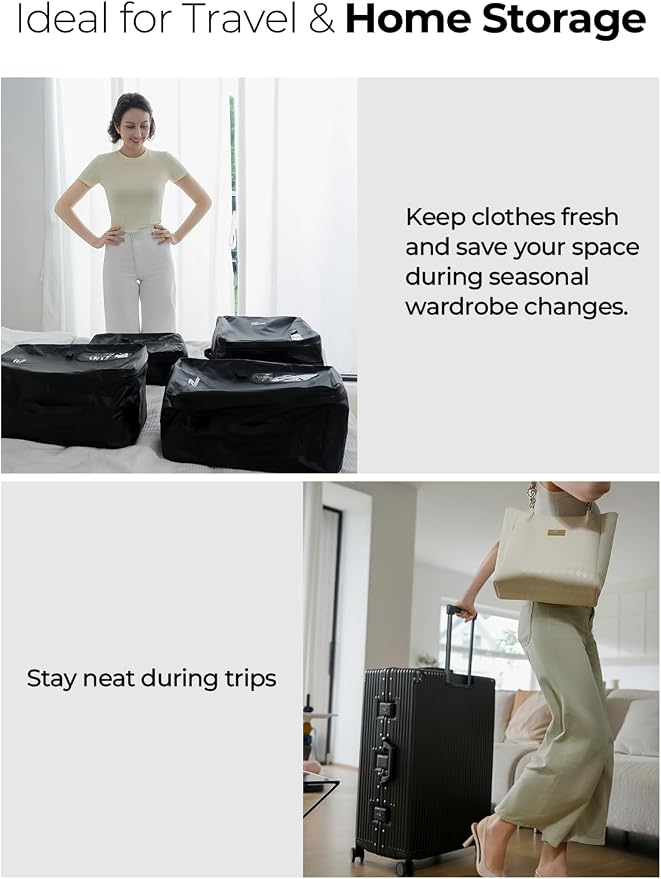 Vacuum Bags for Travel, 180° Open Zipper, IP67 Waterproof, Reusable Space Saver - Image 9