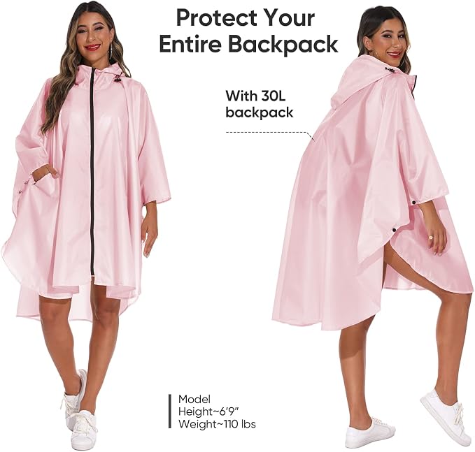 PTEROMY Hooded Rain Poncho for Adult - Image 3