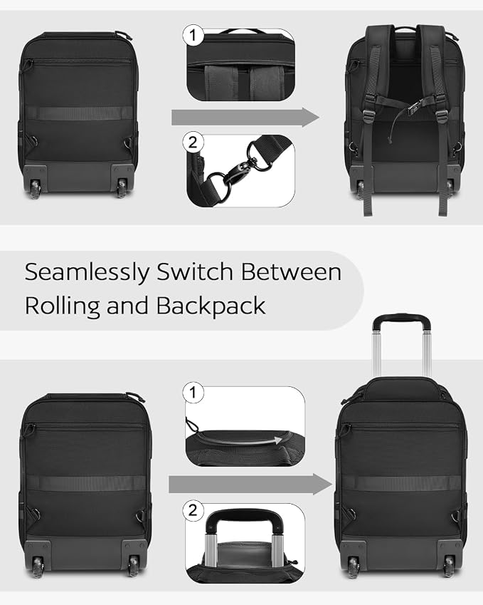 Rolling Tactical Laptop Backpack, Underseat Travel Backpack - Image 7