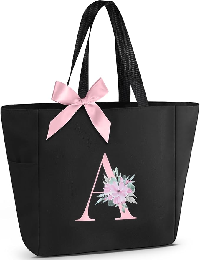 Vavabox Tote Bag, A-Z Initial Monogrammed Waterproof Tote Bag, Bridesmaid Gifts by Vavabox