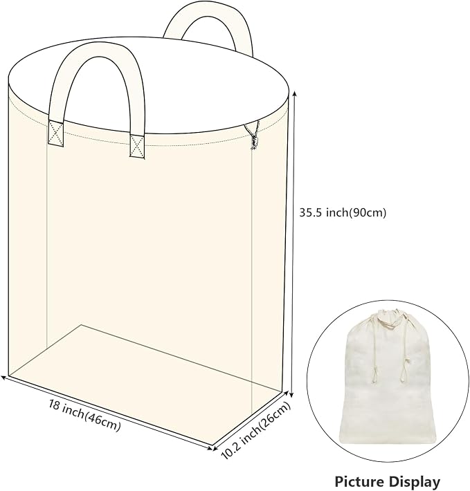 3pcs Breathable Cotton Canvas Laundry Drawstring Bags - Image 2