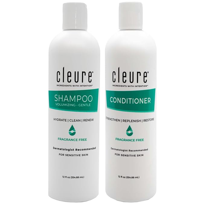 Cleure Shampoo and Conditioner Set Sulfate Free, Fragrance Free by Cleure