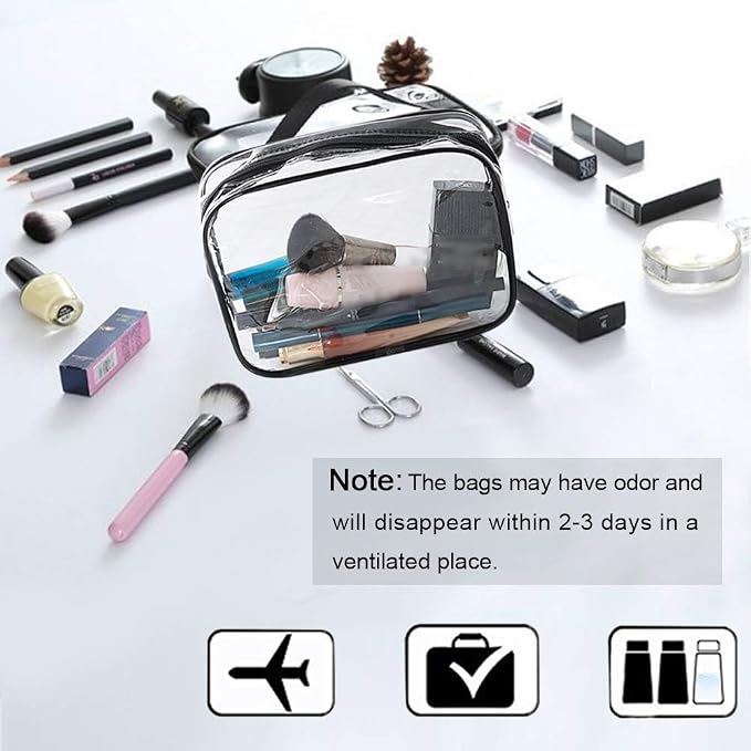 APREUTY Clear Makeup Bags, TSA Approved 6 Pcs Cosmetic Makeup Bags Set Clear PVC - Image 4