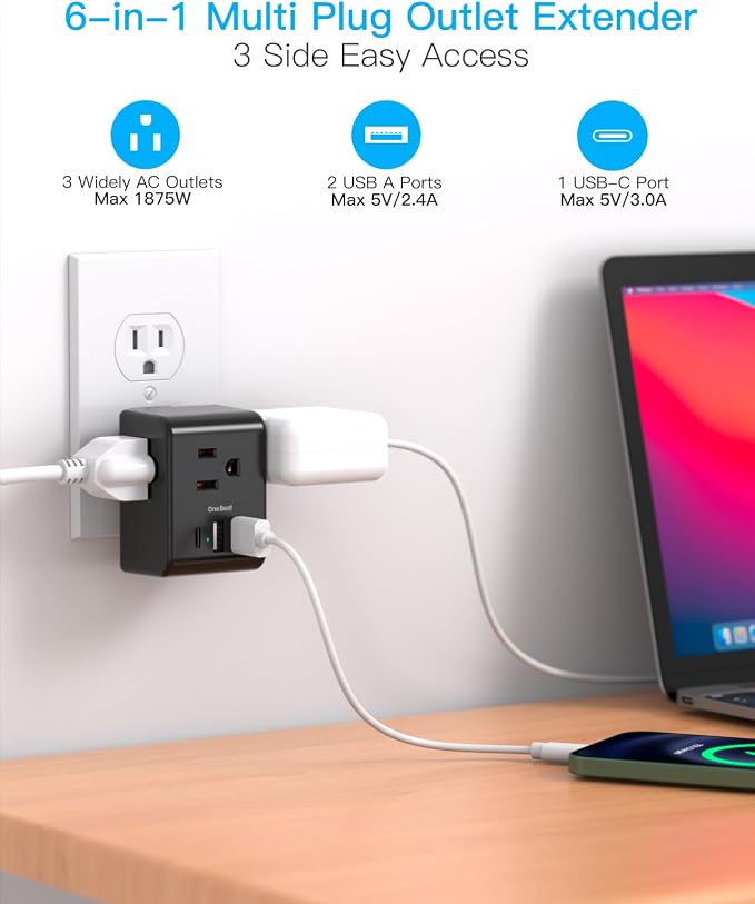 Multi Plug Outlet Extender, Power Strip Non Surge Protector Electric Outlet - Image 2