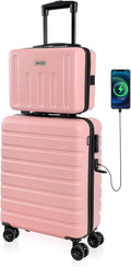 AnyZip 21" Carry On Luggage and 14" Mini Cosmetic Cases Luggage Set Hardside PC by YourBestTravelChoice