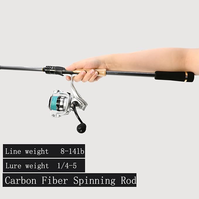 Travel Fishing Pole Combo， 4 Piece Carbon Fiber Spinning Rod Spinning Reel 7ft - Image 4