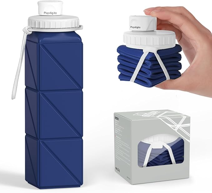 3 pack Collapsible Water Bottles, Silicone Foldable Portable Water Bottle 20.6oz - Image 3