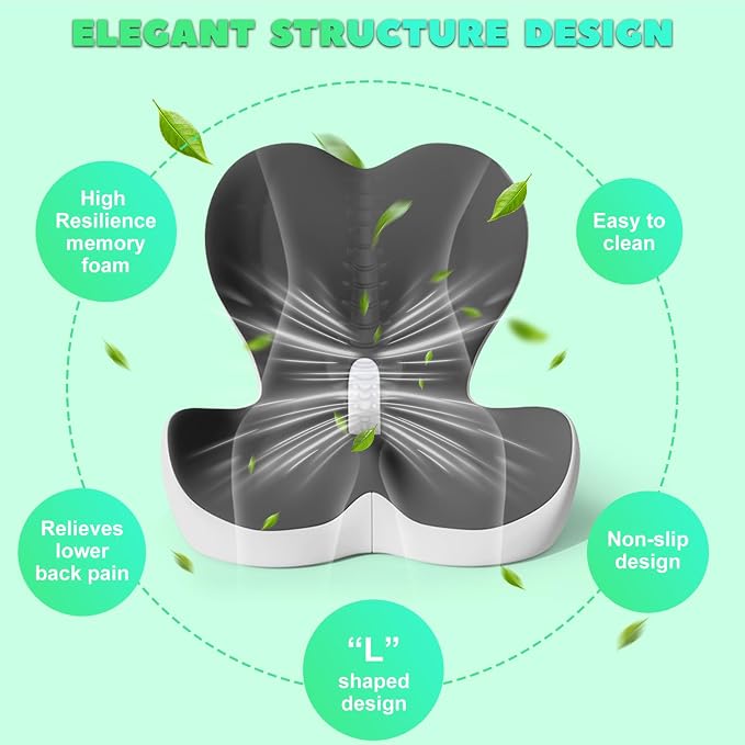 Buttocks Cushion for Office Chair Memory Foam Seat Pad for Butt Support - Image 4