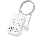 Short Extension Cord 2 Foot- 6 USB Travel Power Strip by Beeiker